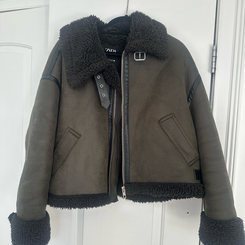 Zara Charcoal Shearling Jacket